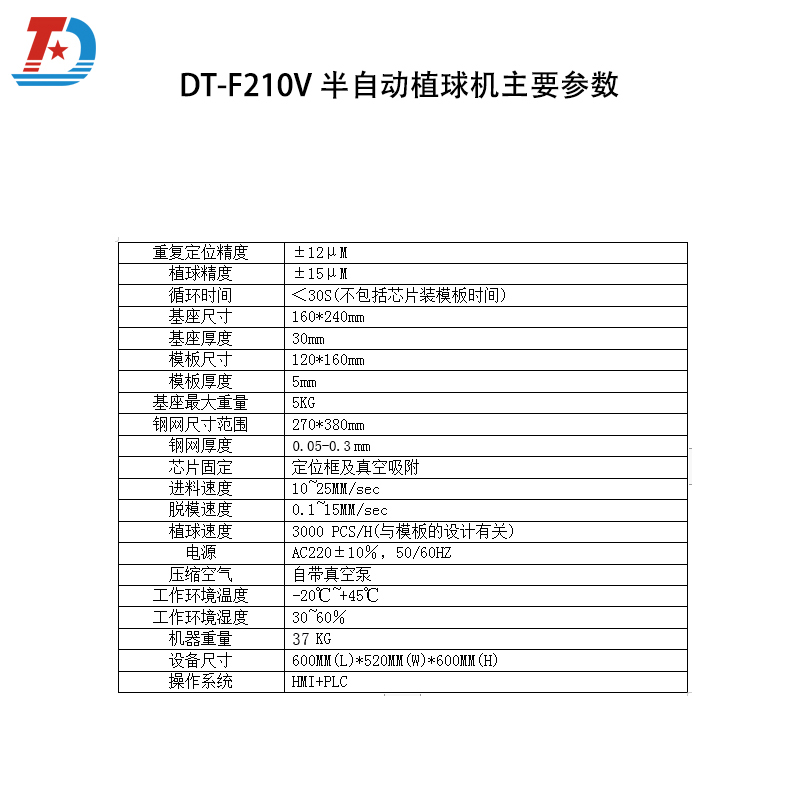 达泰丰BGA半自动植球机参数2